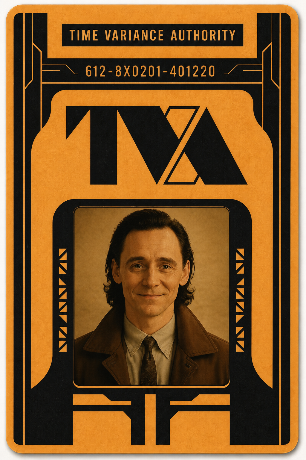 TVA Temporal Calling Card â€” standard issue, front